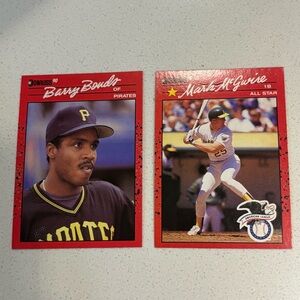 Donruss 90 Barry Bonds and Mark McGwire Baseball Cards